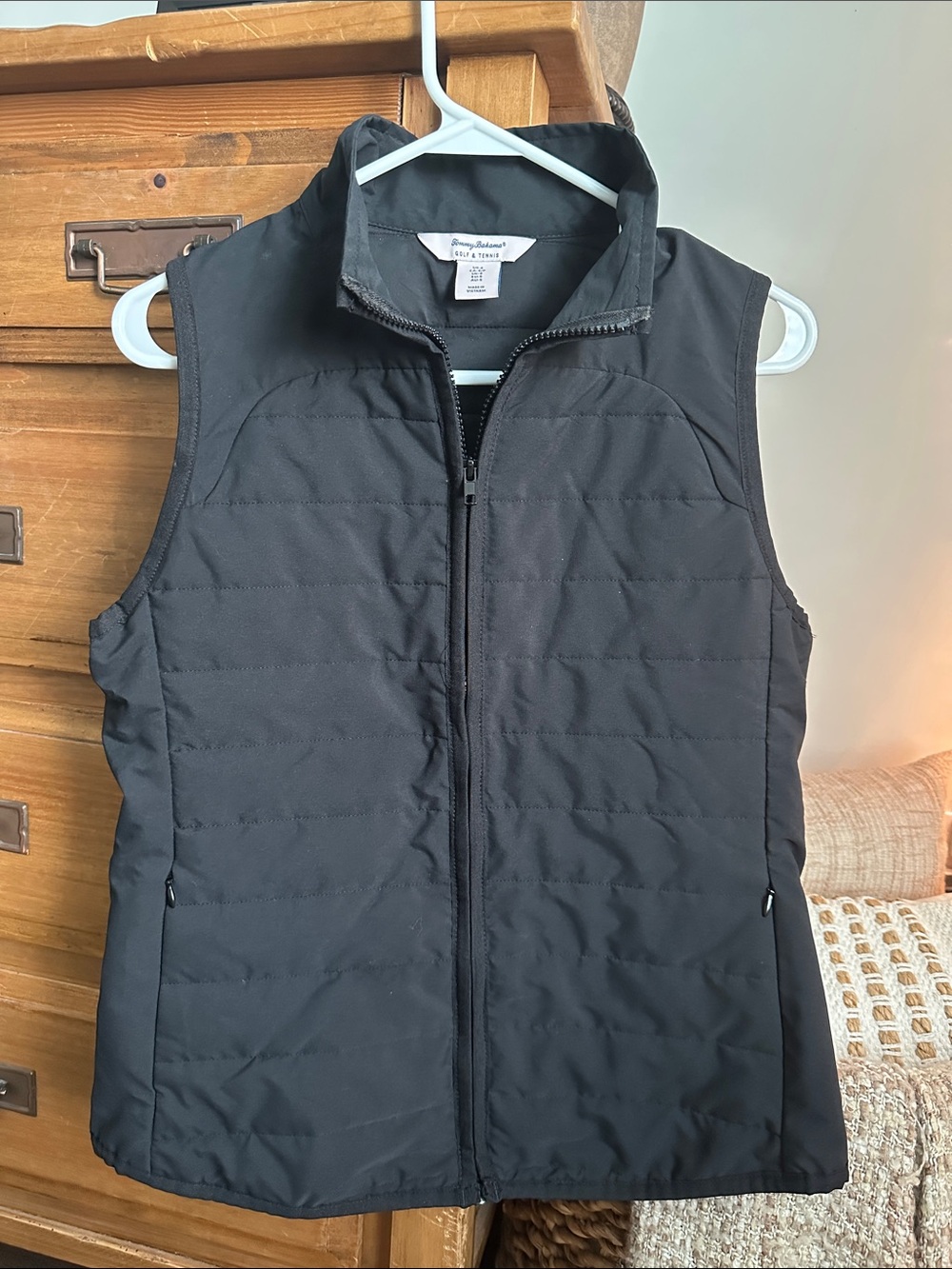 Tommy Bahama Black Quilted Zip-Front Vest